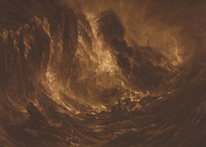 Stormy Seas with Distant Lighthouse