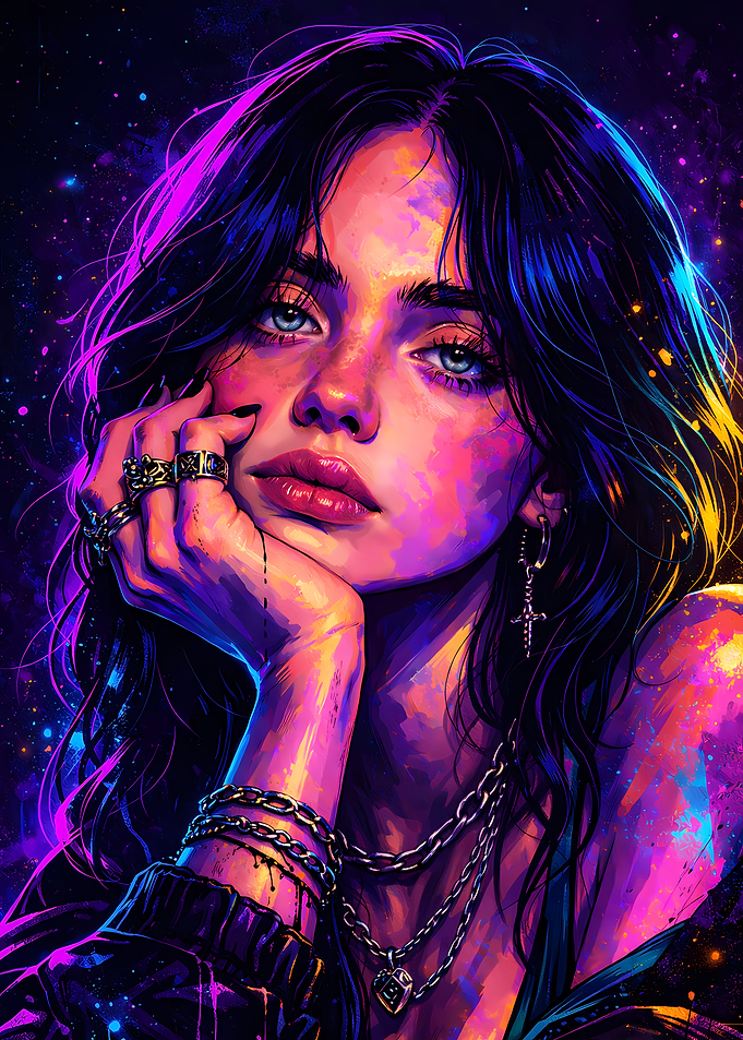 Billie Eilish Neon Portrait