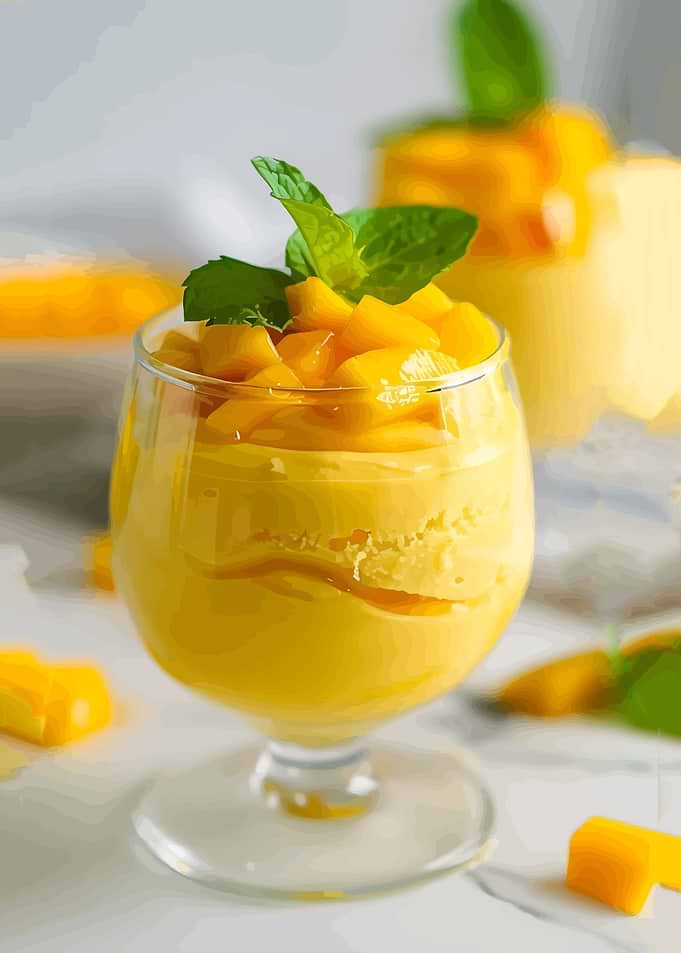 Mango dessert in a glass