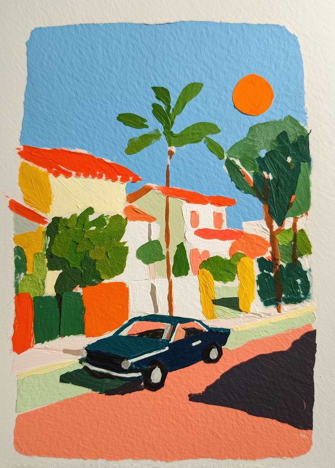 Colorful Car on Sunny Street