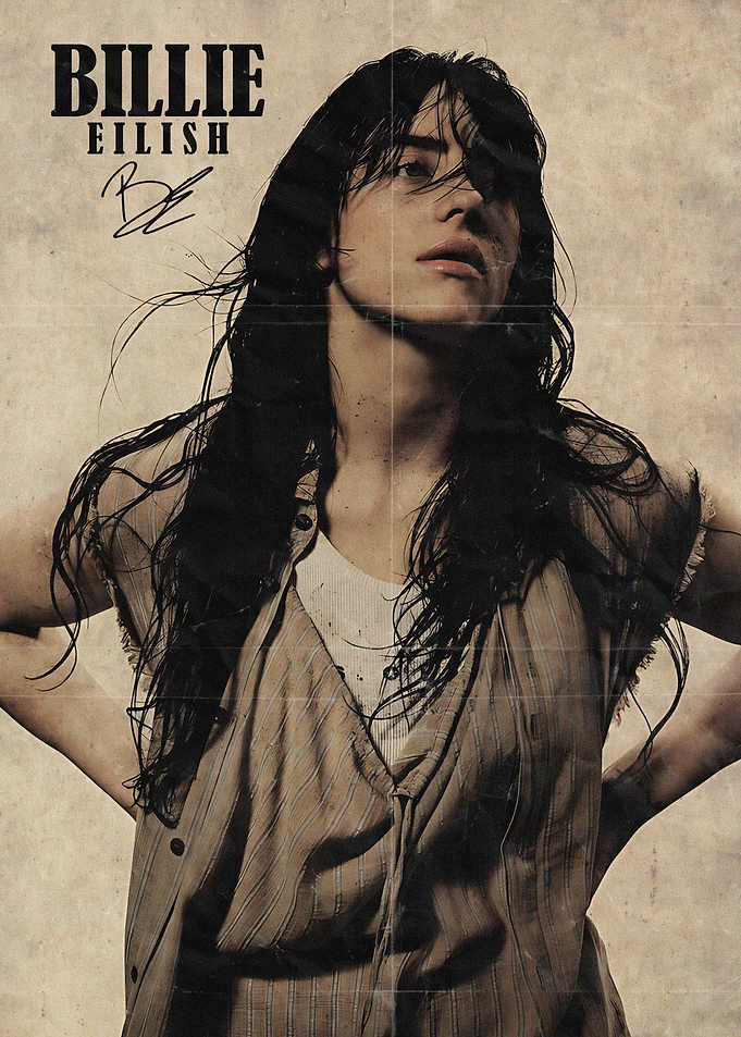 Billie Eilish Portrait with Signature