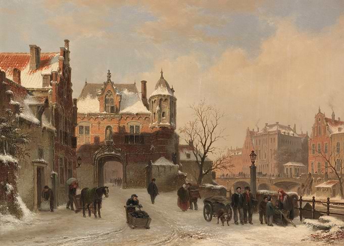 Winter Scene in a European City