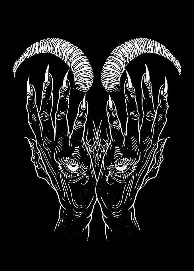 Demonic Hands with Eyes and Horns