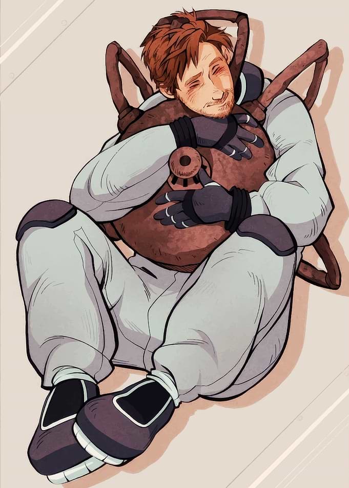 Man Hugging a Large Mechanical Object