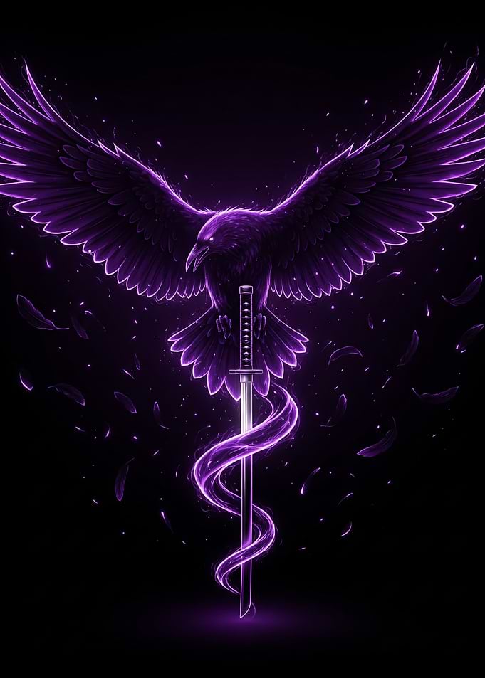 Purple Raven with Katana