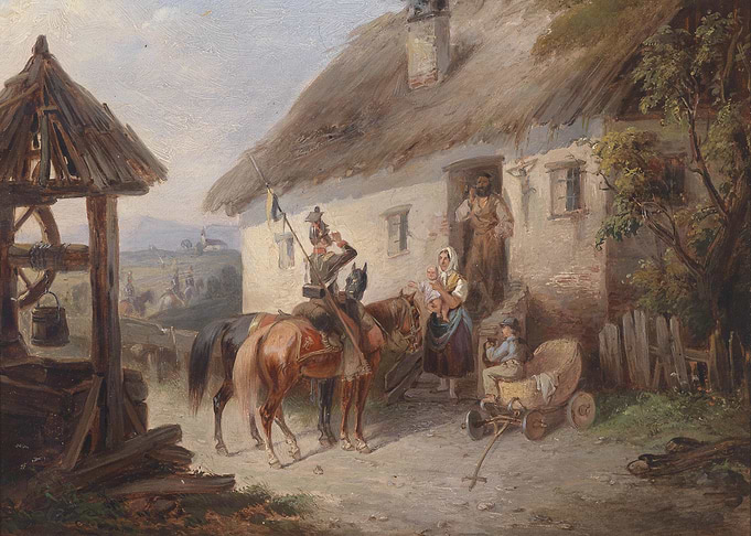 Soldiers and Villagers at a Well