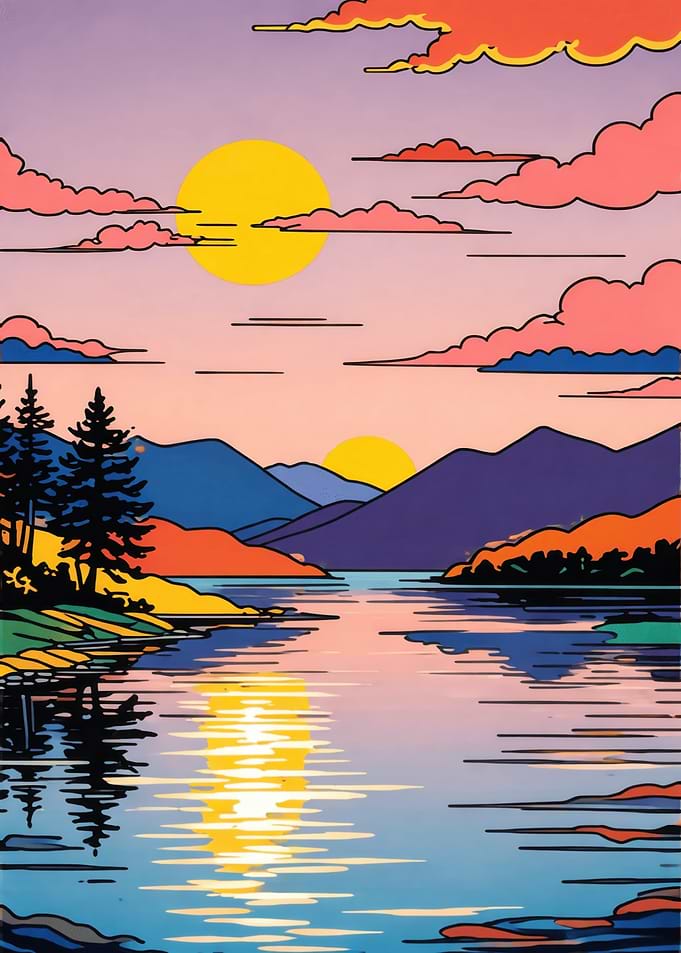Vibrant Sunset Over a Serene Lake