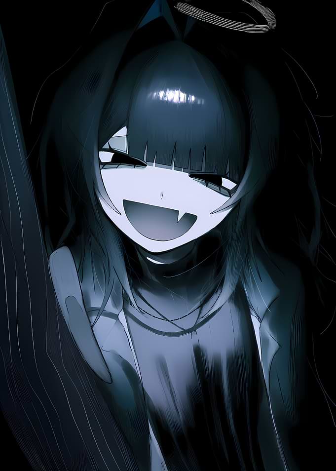 Anime Girl with Halo and Fangs