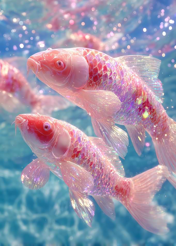 Sparkling Pink Koi Fish Underwater