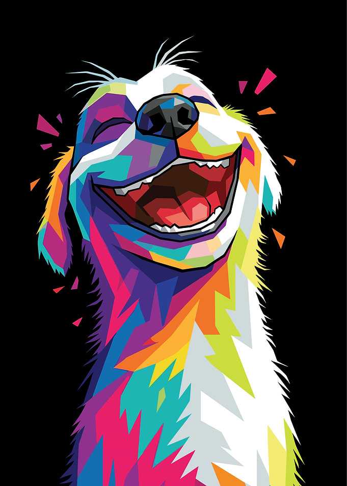 Colorful Happy Dog Portrait