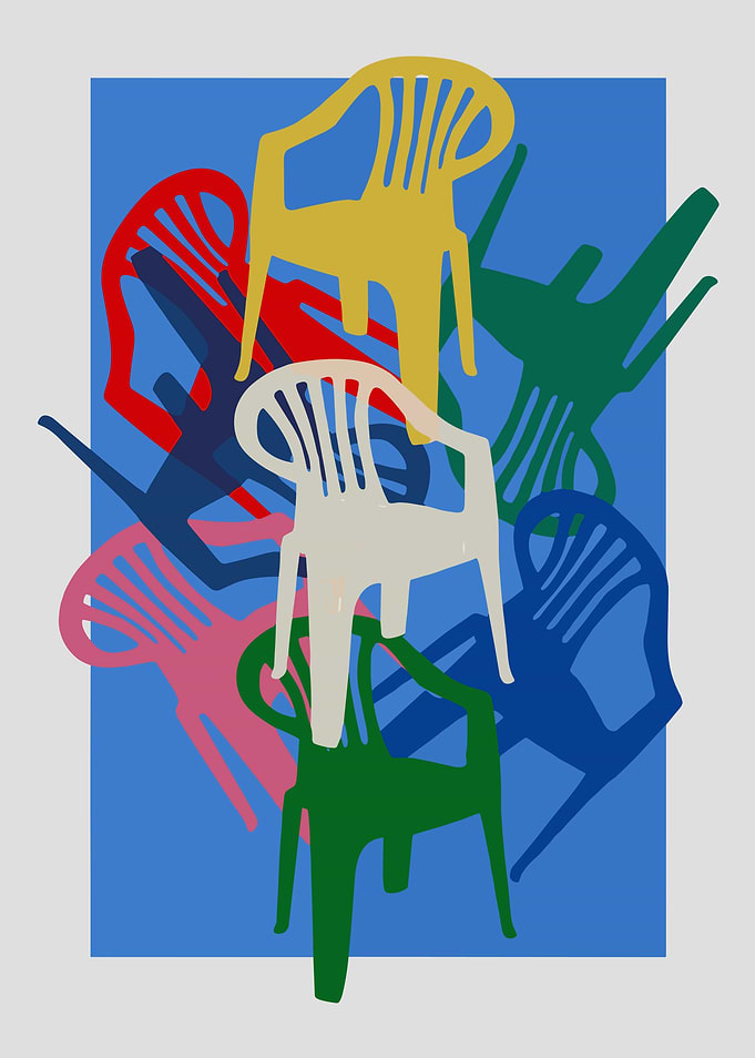 Colorful Plastic Chairs Stacked