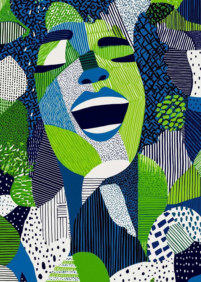Abstract Portrait with Geometric Patterns