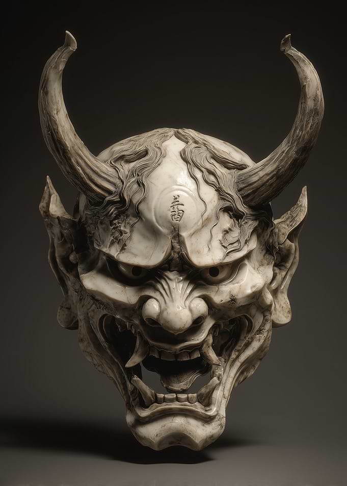 Japanese Oni Mask Sculpture