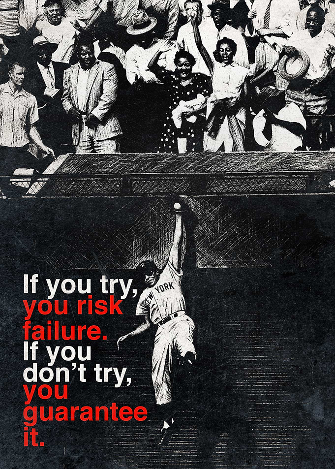 Inspirational Poster – “Not Trying Guarantees Failure” Motivational Wall Art