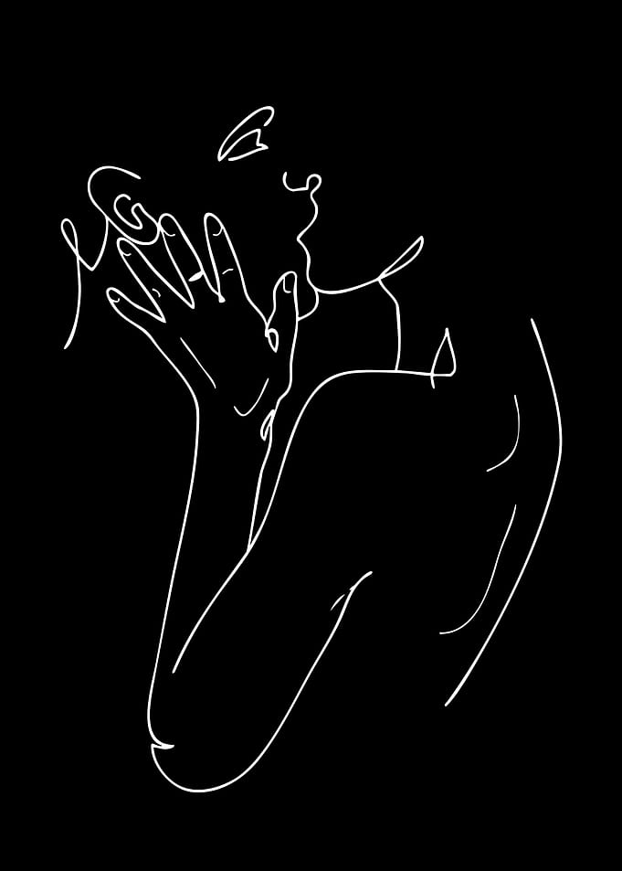 Minimalist Line Art of Embracing Couple