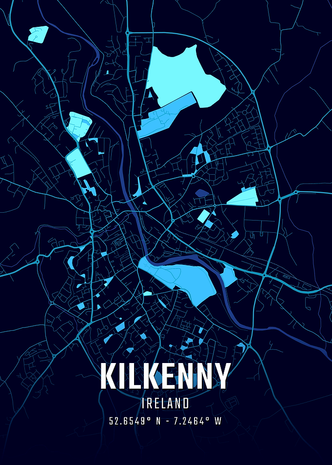 Kilkenny Ireland Midnight City Map