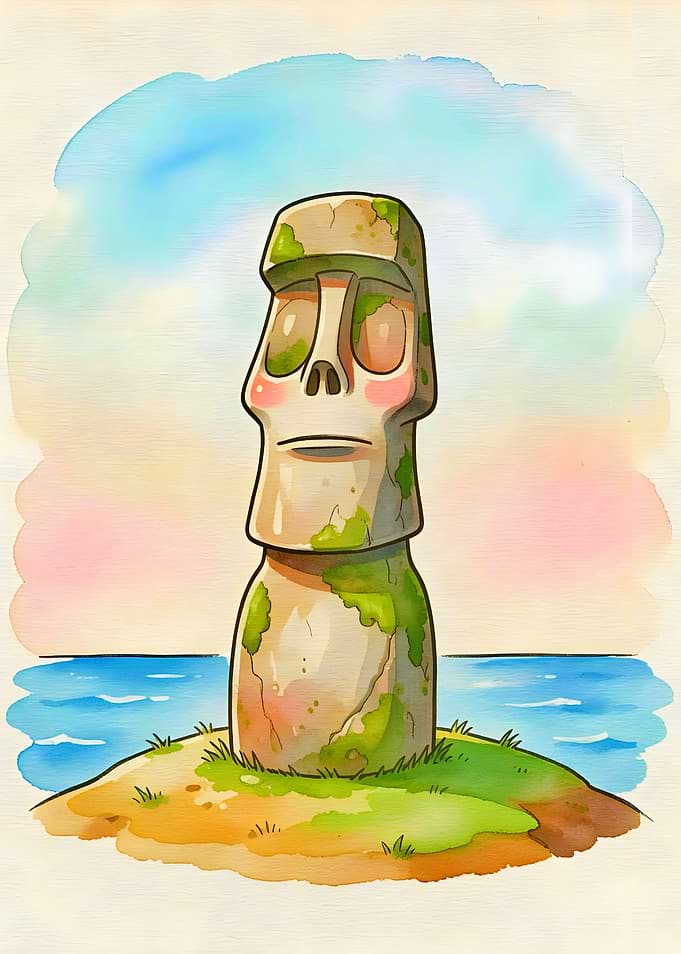 Cute Moai Statue on Island