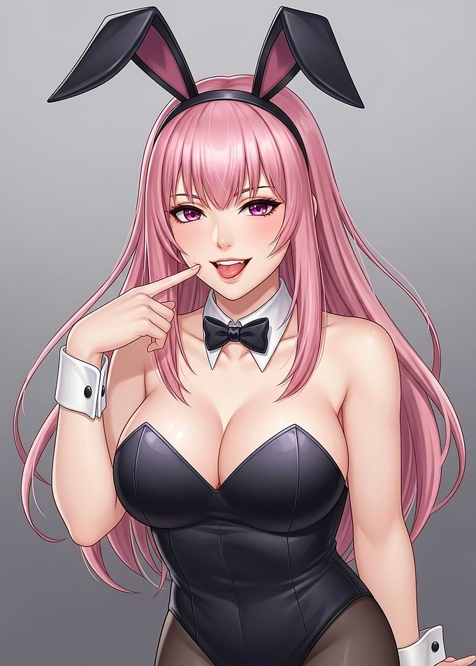 Anime Bunny Girl with Pink Hair