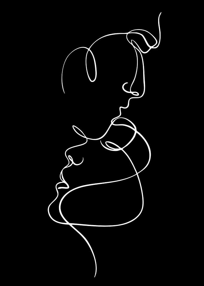 Minimalist Line Art of Two Faces