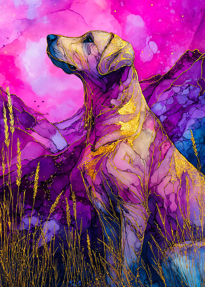 Golden Veined Dog Purple Landscape