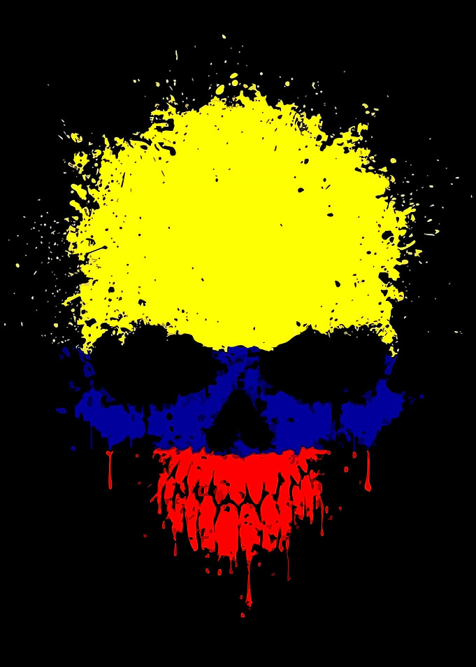Colombian Flag Skull Splatter Art