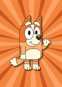 Bluey character on orange background