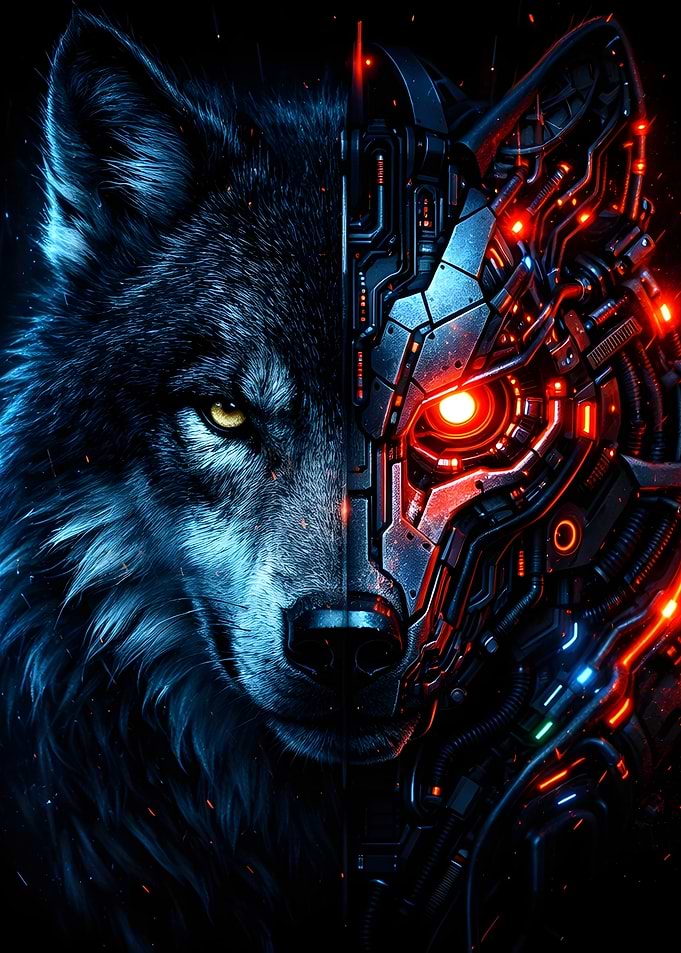 Cybernetic Wolf Portrait