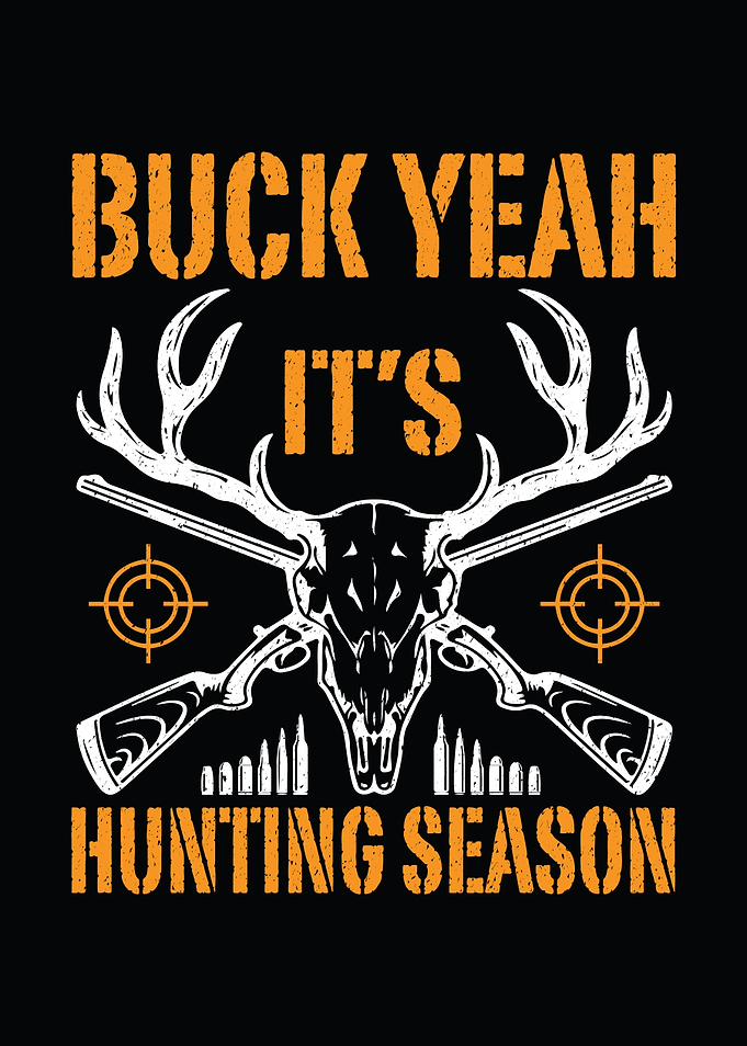 Man cave hunting wall art - 'Buck Yeah It’s Hunting Season' rustic deer season poster