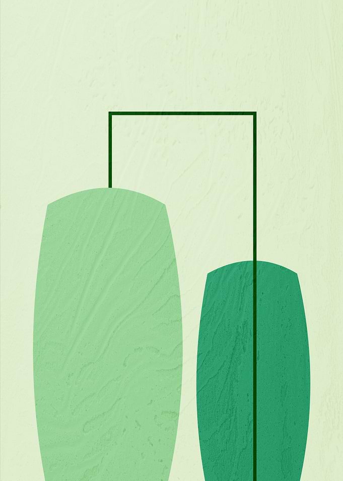 Abstract Green Shapes with Connecting Line