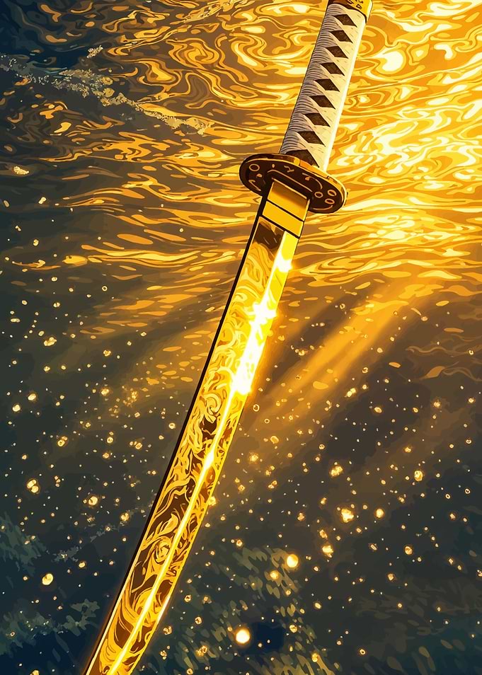 Golden Katana in Water