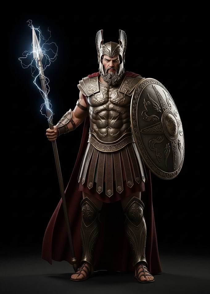 Warrior with Lightning Spear and Shield