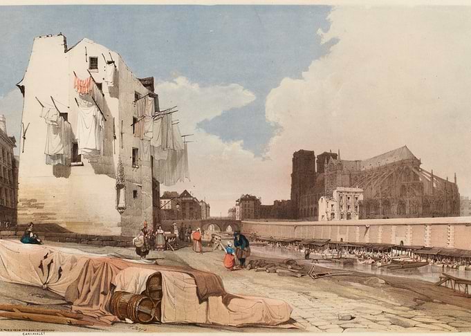 Parisian Riverside Scene with Notre Dame