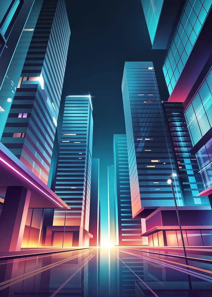 Futuristic Cityscape at Night