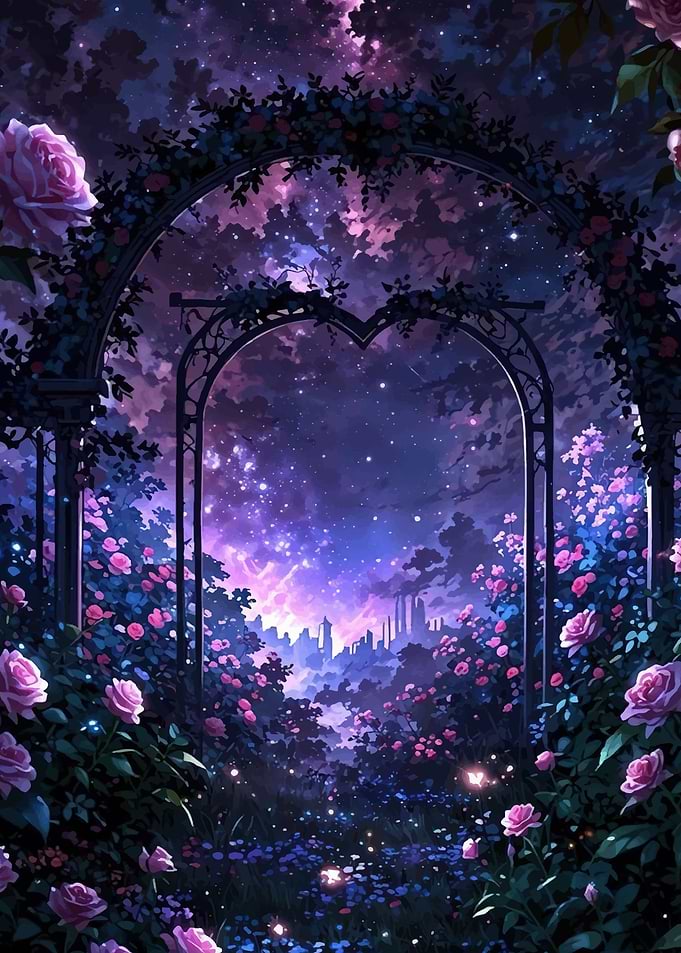 Enchanted Garden Under a Starry Sky