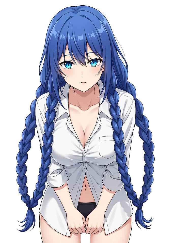 Anime Girl with Blue Braids