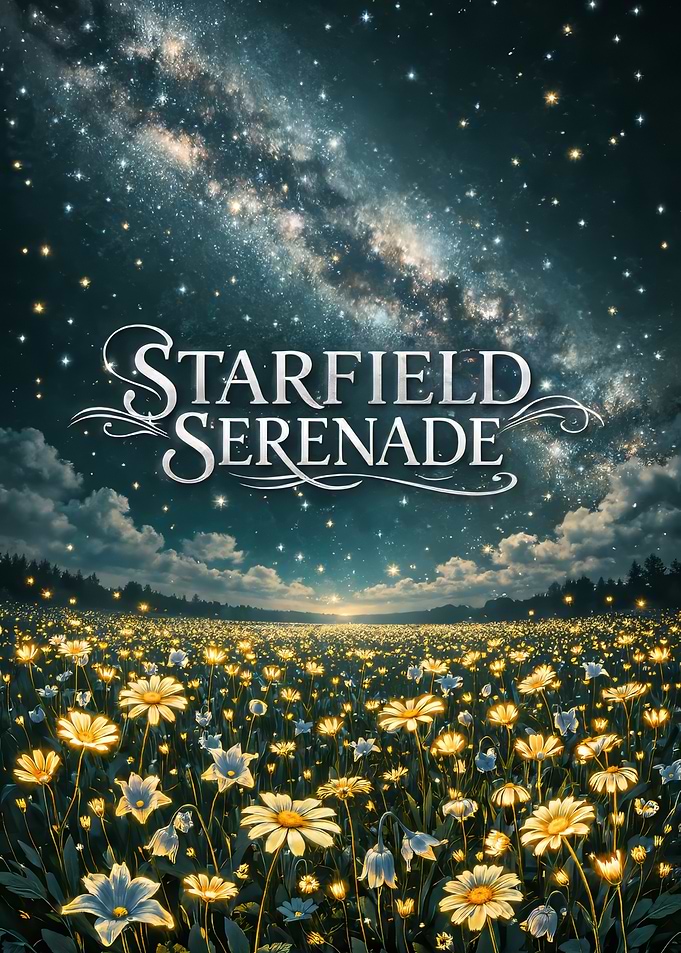 Starfield Serenade Floral Landscape