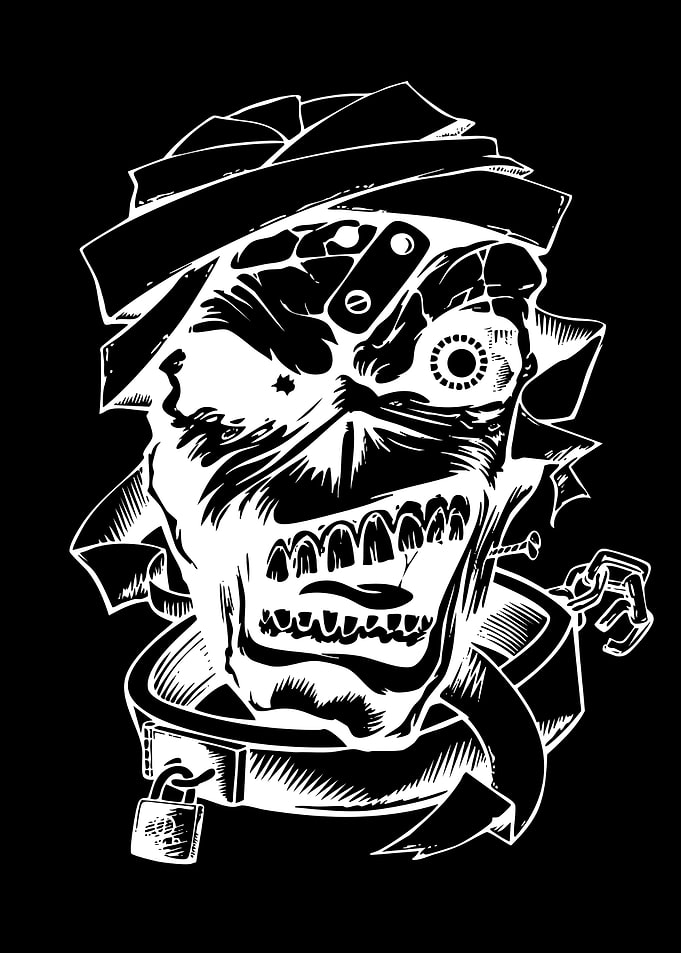 Horror Skull with Hat and Lock
