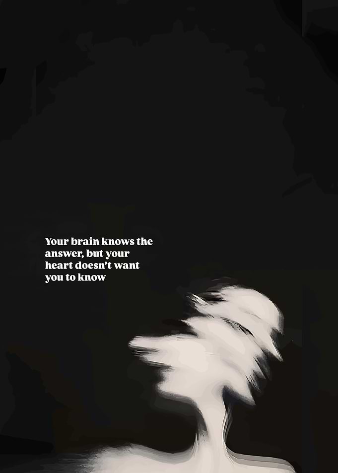 Distorted figure with inspirational text