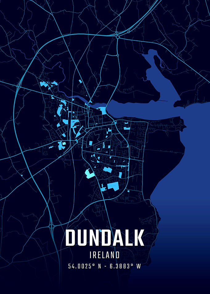Dundalk Ireland Midnight City Map