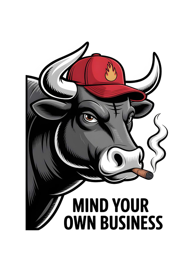 Bull Wearing a Hat Smoking a Cigar