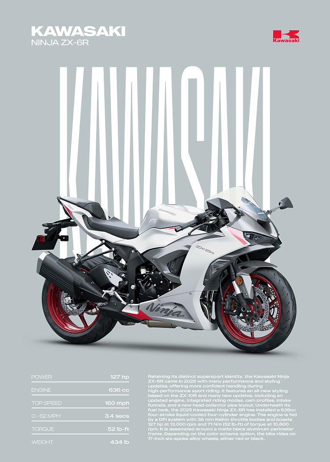 Kawasaki Ninja ZX-6R Motorcycle Poster
