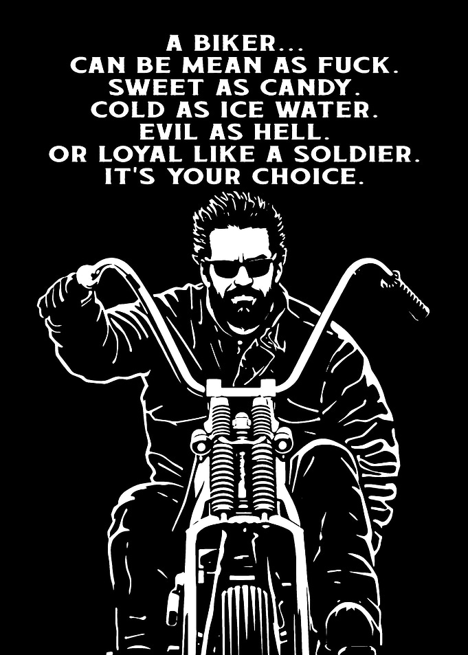 Biker Quote with Illustration