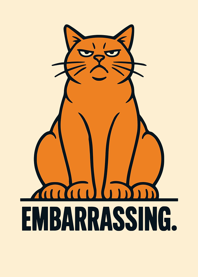 Grumpy Orange Cat with Text