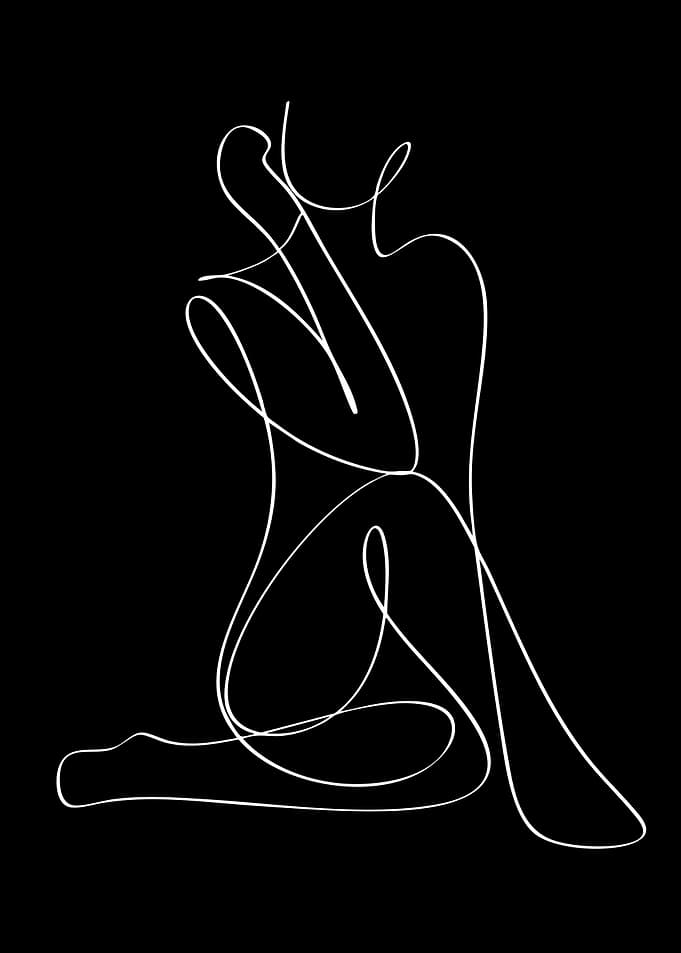 Minimalist Line Art of a Seated Figure