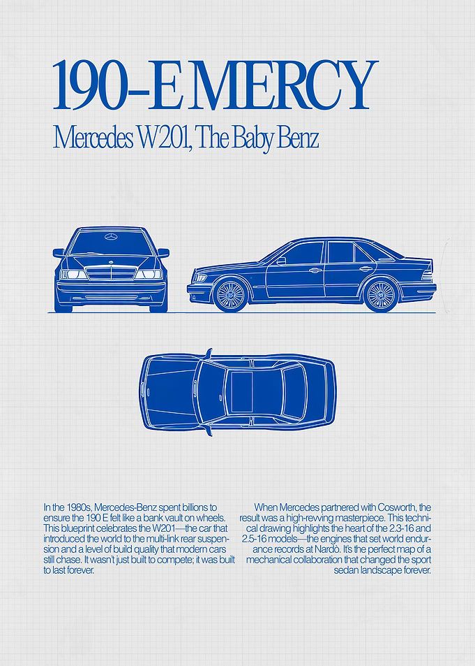 Mercedes 190 E Classic Blueprint