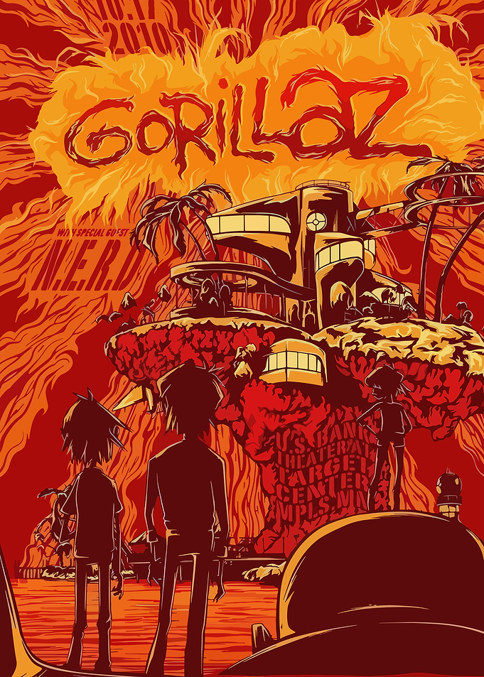 Gorillaz N.E.R.D. Concert Poster
