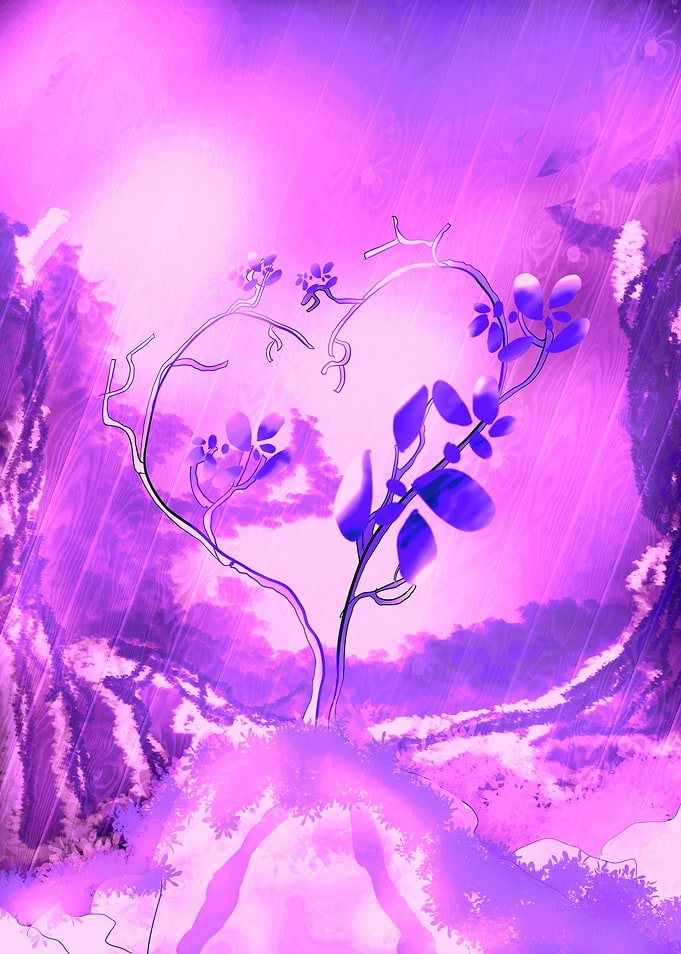 Heart-shaped tree with purple leaves