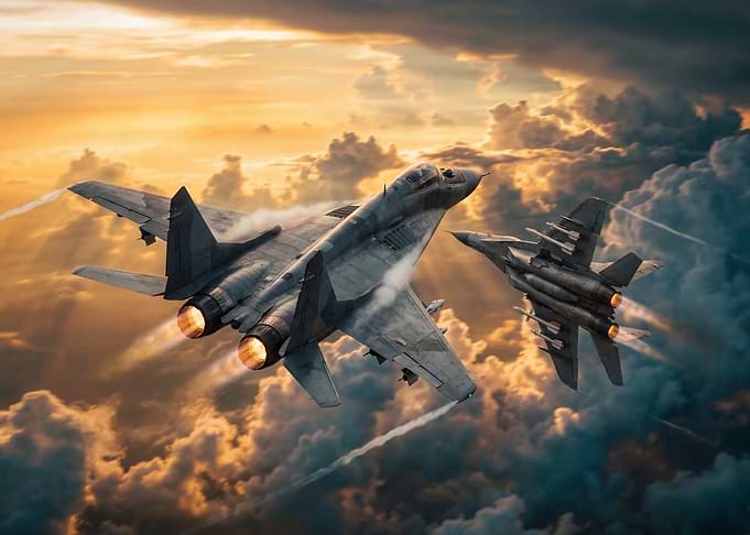 Fighter Jets in Dramatic Sky