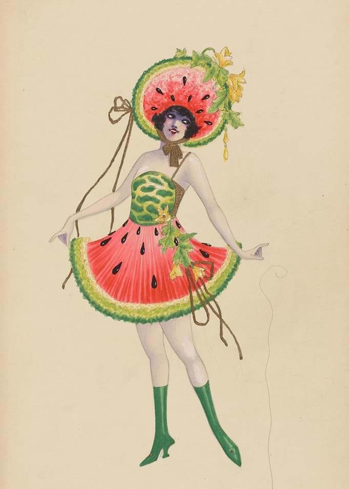Watermelon costume fashion illustration