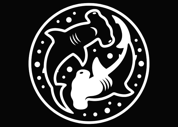 Hammerhead Sharks Yin Yang Symbol